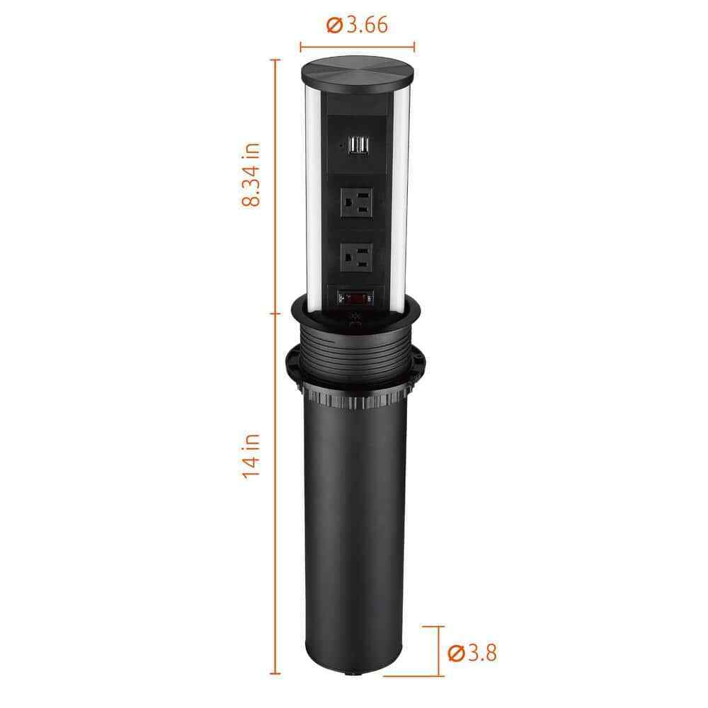 Link2Home 2-Outlets Automatic Pop Up Socket w/10-Watt Induction Wireless Charger