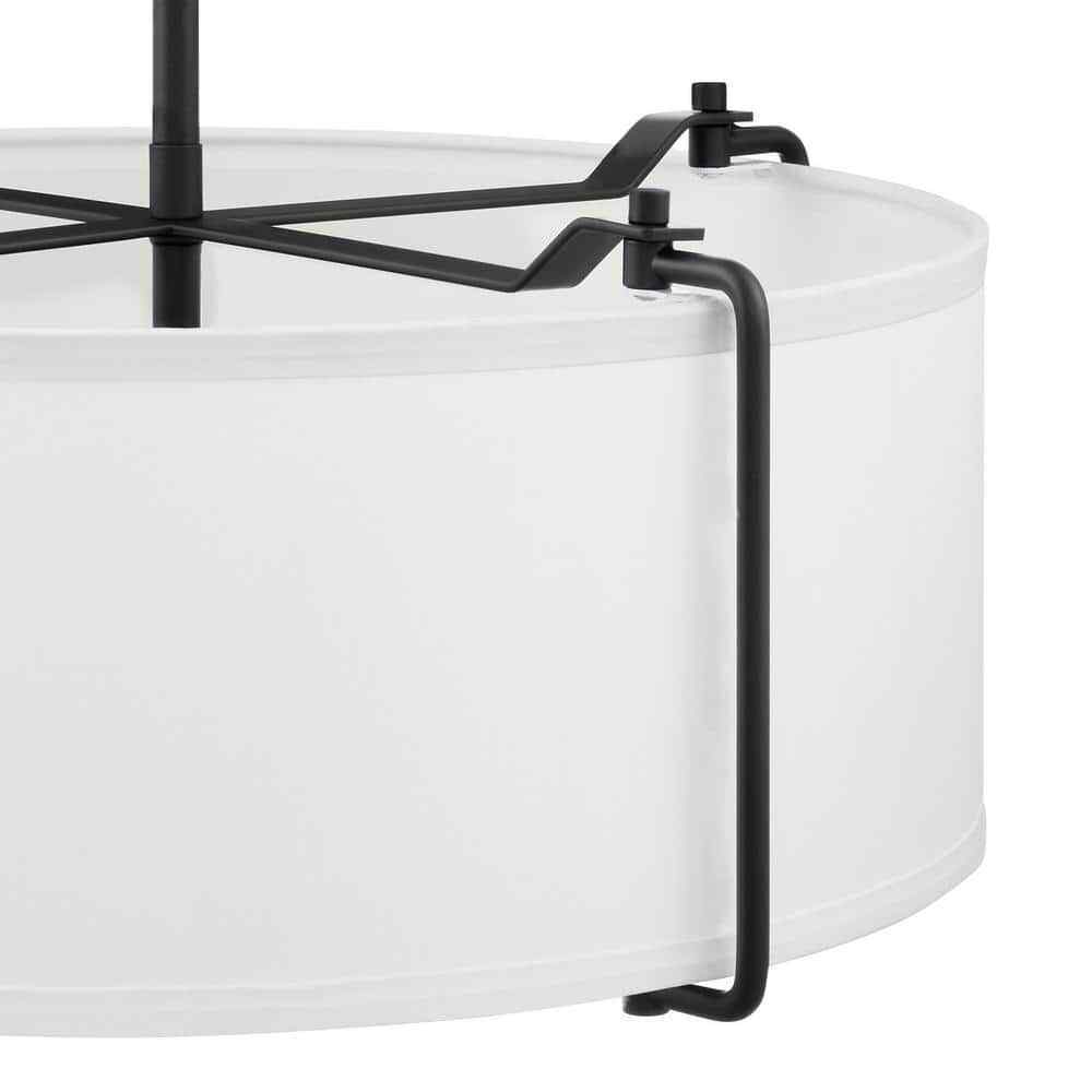 Home Decorators Brookley 4-Light Matte Black Pendant w/ White Fabric Shade