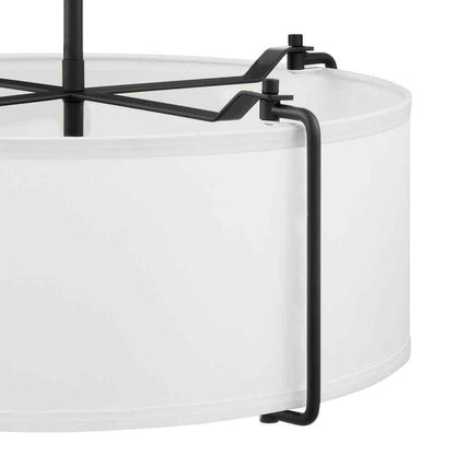 Home Decorators Brookley 4-Light Matte Black Pendant w/ White Fabric Shade