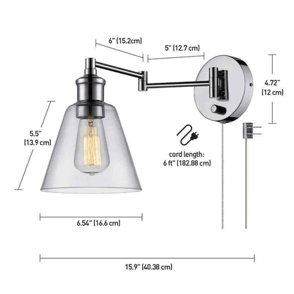 Globe Electric LeClair 1-Light Chrome Swing Arm Wall Sconce 65704
