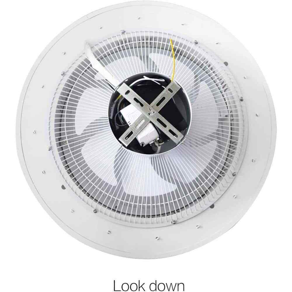 OUKANING 22 in. Modern Integrated LED White Round Semi Flush Mount Ceiling Fan