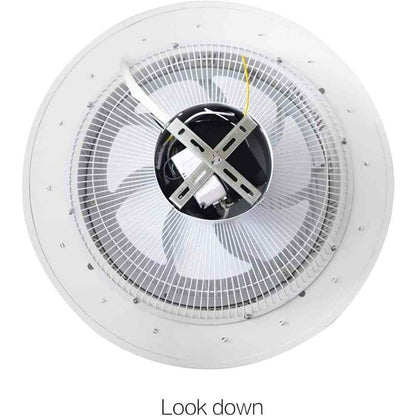OUKANING 22 in. Modern Integrated LED White Round Semi Flush Mount Ceiling Fan