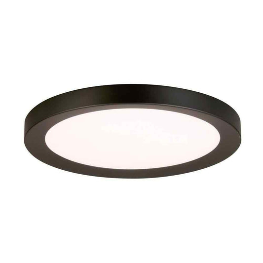 Home Decorators Calloway 19 in. Matte Black Concave Selectable LED Flush Mount