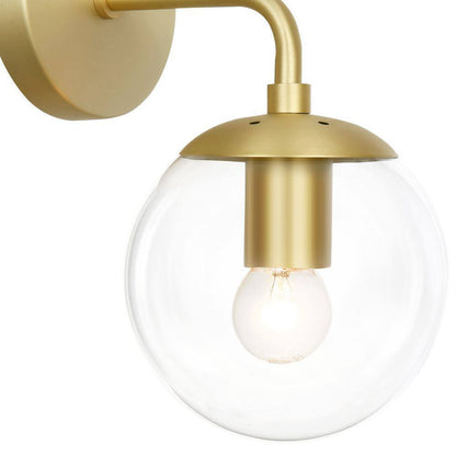Light Society Zeno Globe Brushed Brass Wall Sconce with Clear Shade