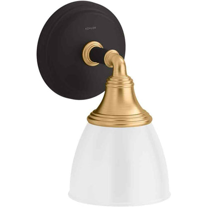 KOHLER Devonshire 1 Light Black with Brass Trim Indoor Bathroom Wall Sconce