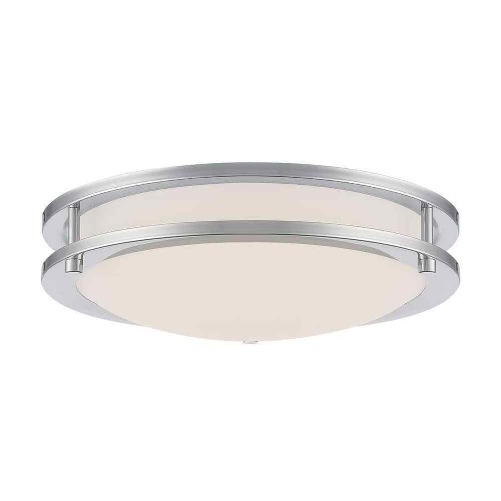 Hampton Bay Flaxmere 12 in. Chrome Dimmable LED Flush Mount Ceiling Light