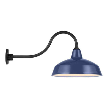 Hampton Bay Easton 14 in. 1-Light Navy Blue Barn Outdoor Wall Lantern Sconce