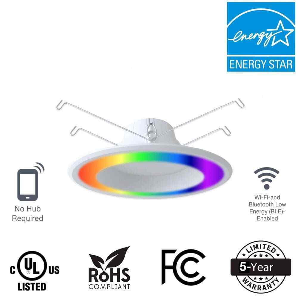 Simply Conserve 5/6 in. Smart Wi-Fi Plus BLE 12-Watt LED Recessed Downlight