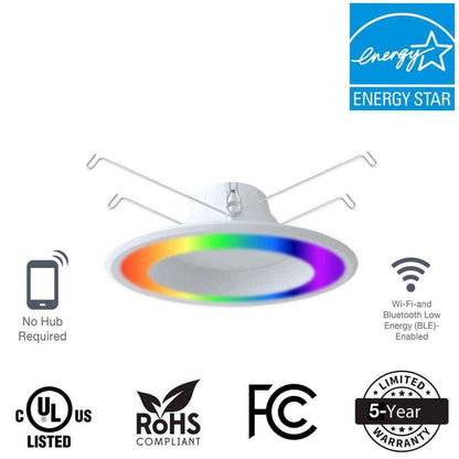 Simply Conserve 5/6 in. Smart Wi-Fi Plus BLE 12-Watt LED Recessed Downlight