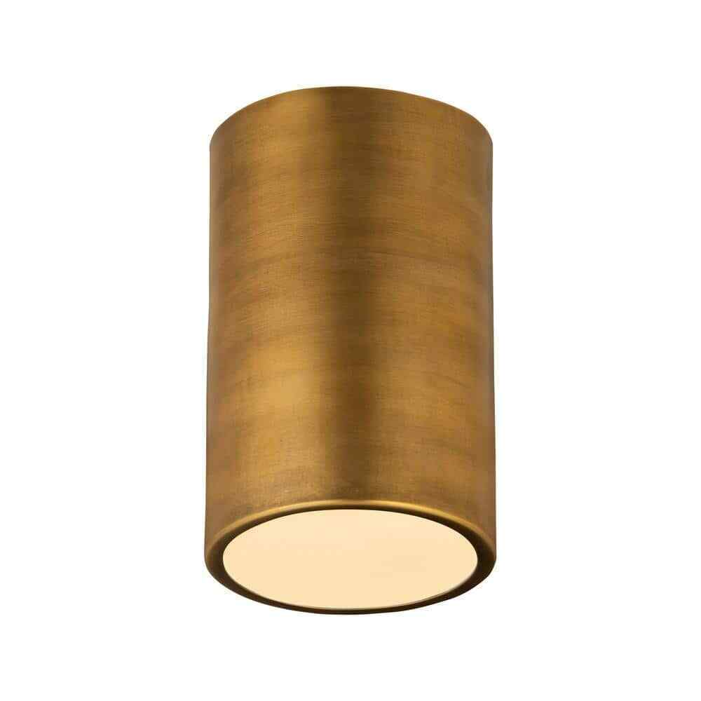 Harley 5 in. 1-Light Rubbed Brass Flush Mount Ceiling Light Fixture 2302F1-RB