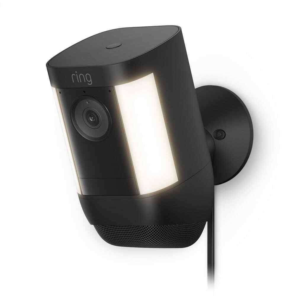 Ring Spotlight Cam Pro Plug-In - Smart Security Video Camera w/ LED Lights Black