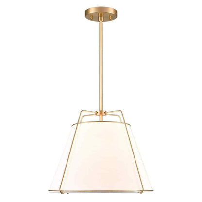 Light Society Lise 15 in. 1-Light Brushed Brass Chandelier with Fabric Shade
