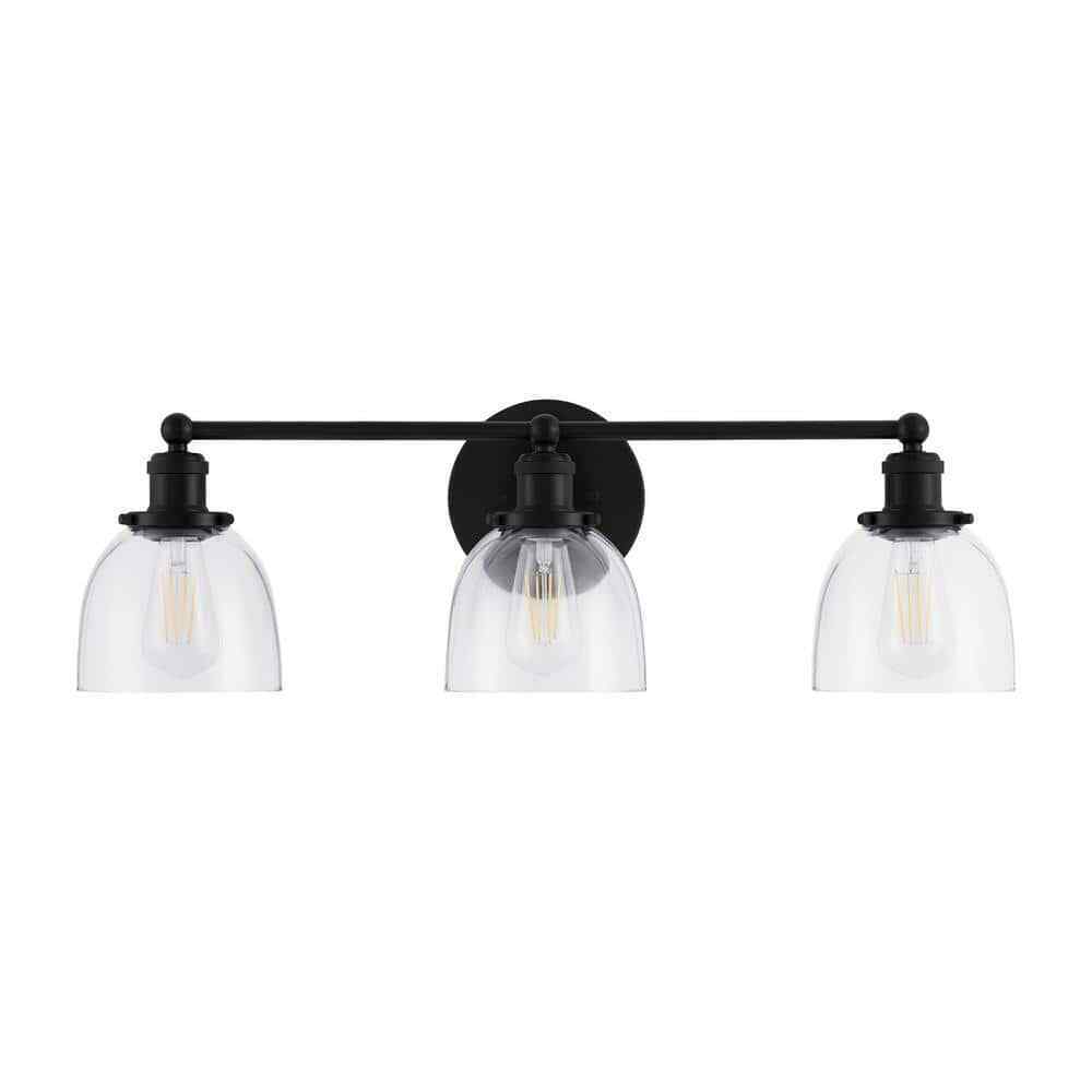 Home Decorators Collection Evelyn 26.75 in. 3-Light Matte Black Modern