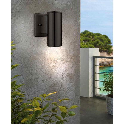 Eglo Riga 4.25 in. W x 6 in. H 1-Light Black Hardwired Outdoor Wall Sconce