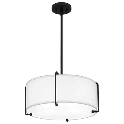 Home Decorators Brookley 4-Light Matte Black Pendant w/ White Fabric Shade