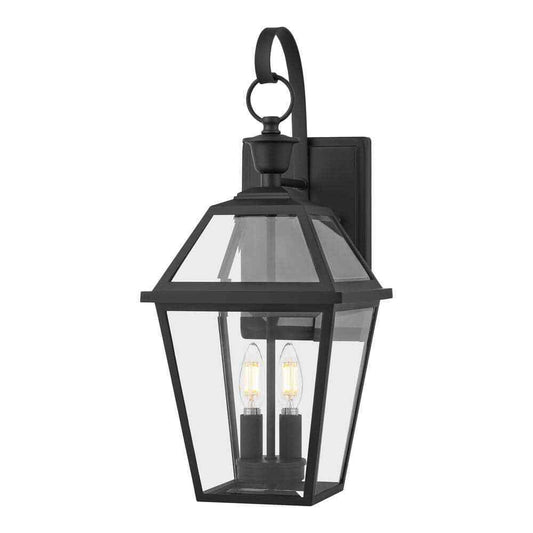 Glenneyre 20.25 in. Matte Black French Quarter Gas Style Outdoor Wall Lantern