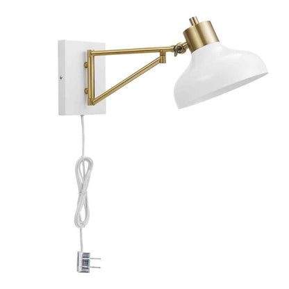 Globe Electric Campbell White and Brass Swing Arm Wall Sconce