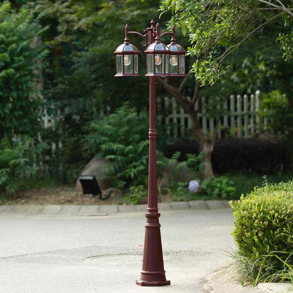 LUTEC 3-Head Rust Outdoor Post Light 7150630272