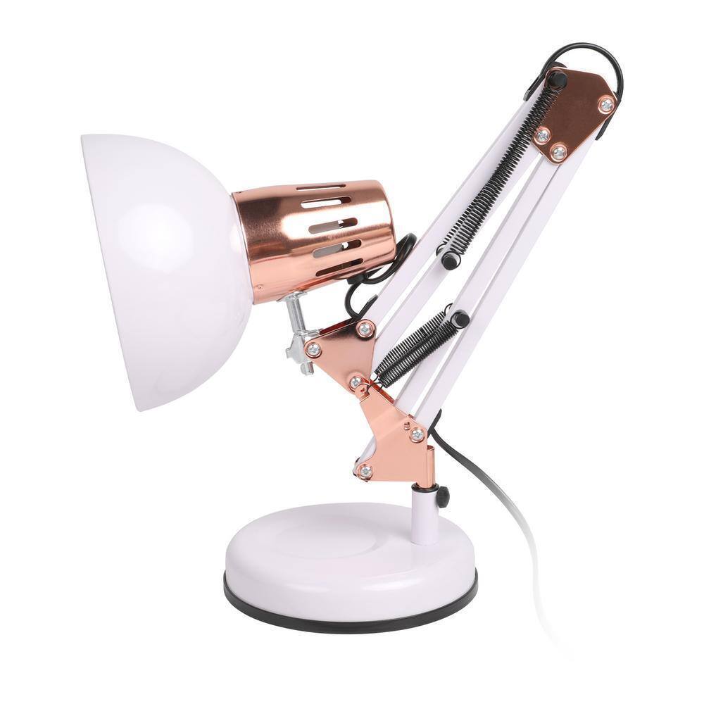 LamQee 18 in. White Architect Gooseneck Table Lamp w/ Adjustable Metal Swing Arm