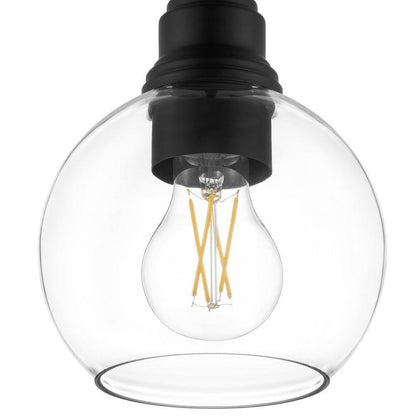 Hampton Bay Florabelle 6 in. Mini-Pendant Matte Black Clear Globe Glass Shade