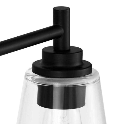 Hampton Bay Wakefield 22 in. 3-light Matte Black Vanity with Clear Glass Shades