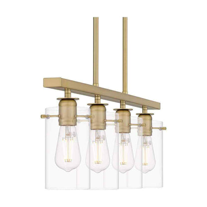 Hampton Bay Regan Brushed Gold Industrial Linear Chandelier  Clear Glass Shades