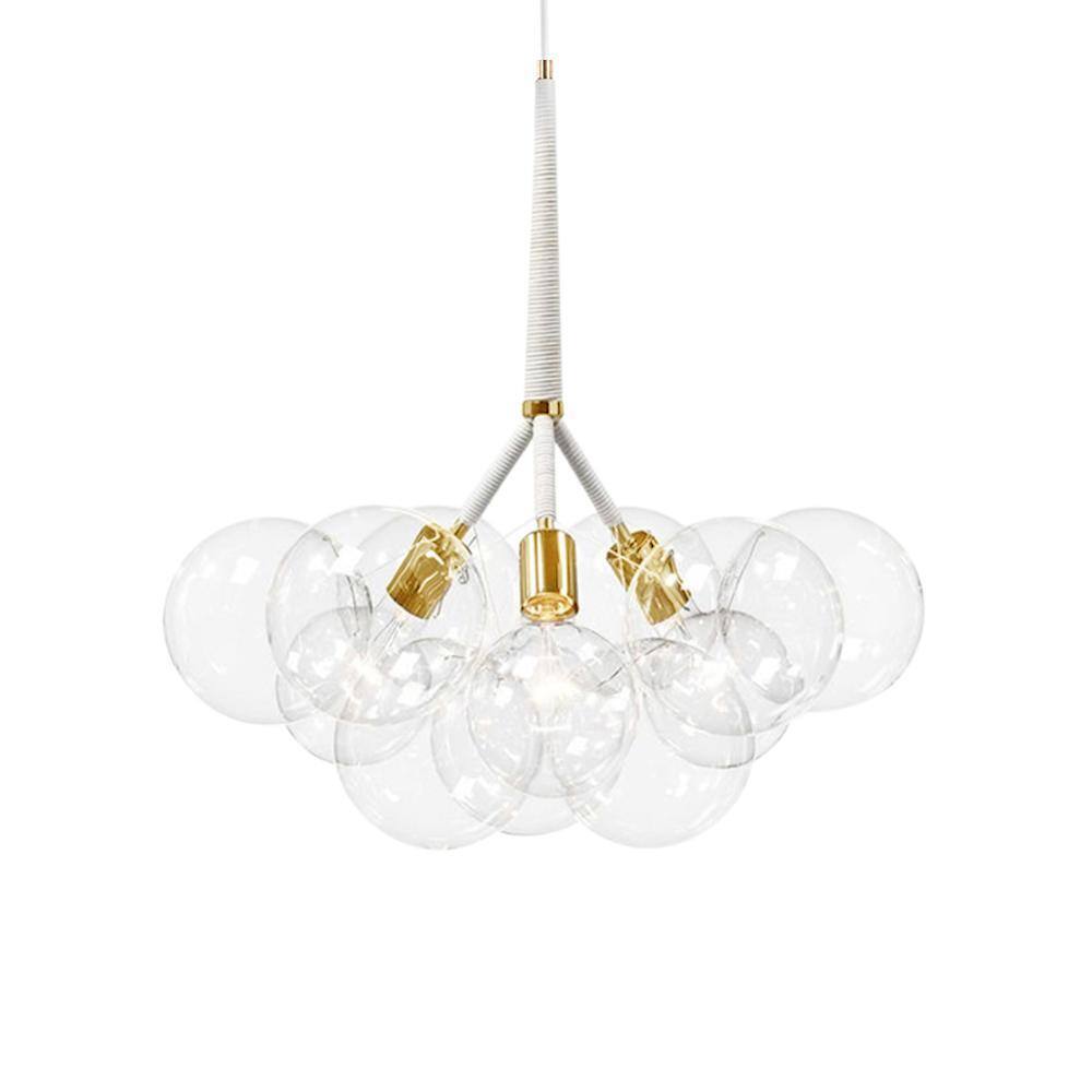 RRTYO Mateo 19.7 in. 3-light White Glam Cluster Globe Glass Bubble Chandelier