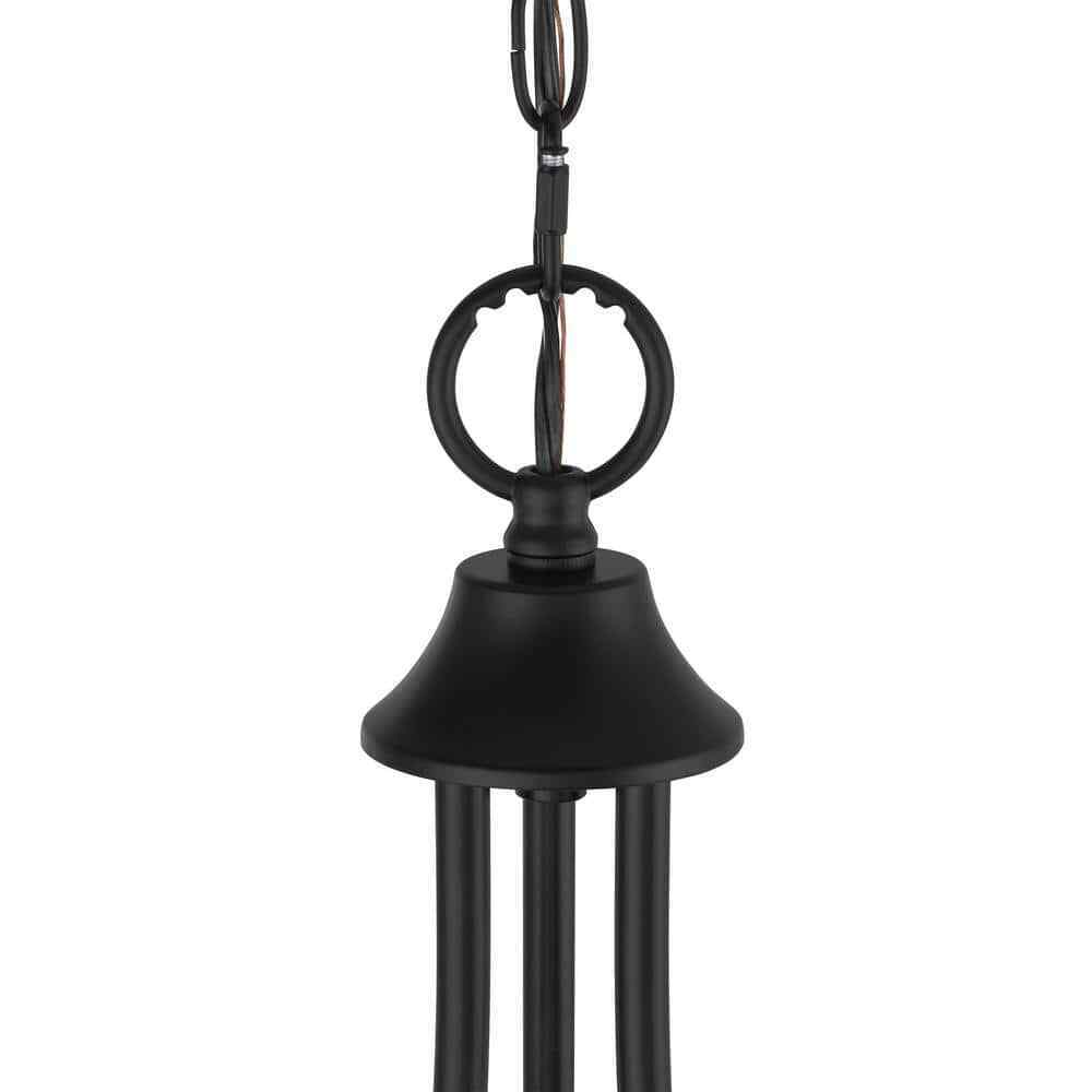 Hampton Bay Pavlen 18 in. 3-Light Black Chandelier with Clear Glass Shades