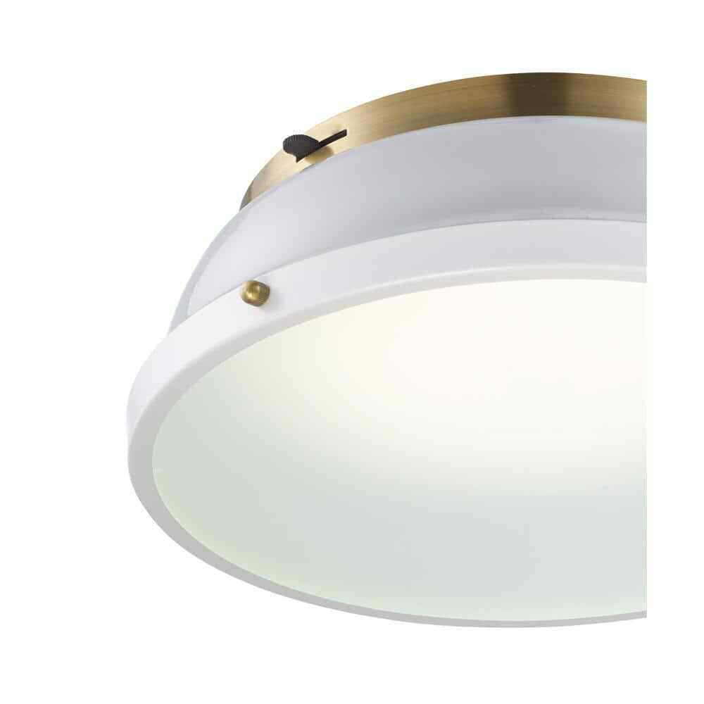 Hampton Bay Taspen 14 in. White/Brass LED Flush Mount Ceiling Light Fixture
