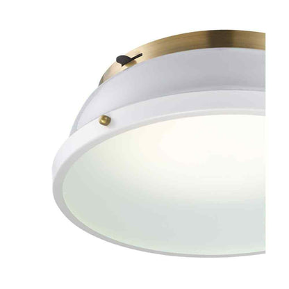 Hampton Bay Taspen 14 in. White/Brass LED Flush Mount Ceiling Light Fixture