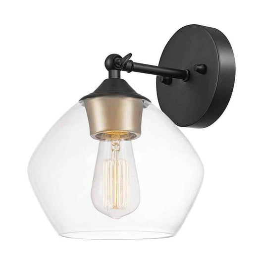 Globe Electric Harrow 1-Light Matte Black Wall Sconce w/Clear Glass Shade 2-Pack
