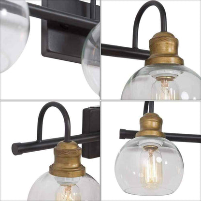 LNC 22 in. 3-Light Modern Aged Brass and Black Bathroom Vanity Light