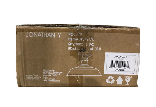 JONATHAN Y Camila 14 in. Gray/White Classic Industrial Iron LED Semi Flush Mount