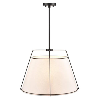 Light Society Lise 22 in. 3-Light Black Chandelier with Fabric Shade LS-C555-BLK