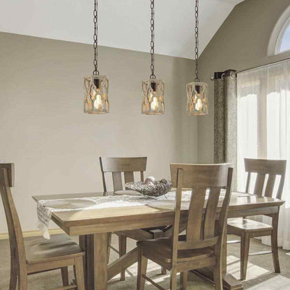 LNC Rustic 1-Light Antique Brown Farmhouse Wood Chandelier Pendant Light