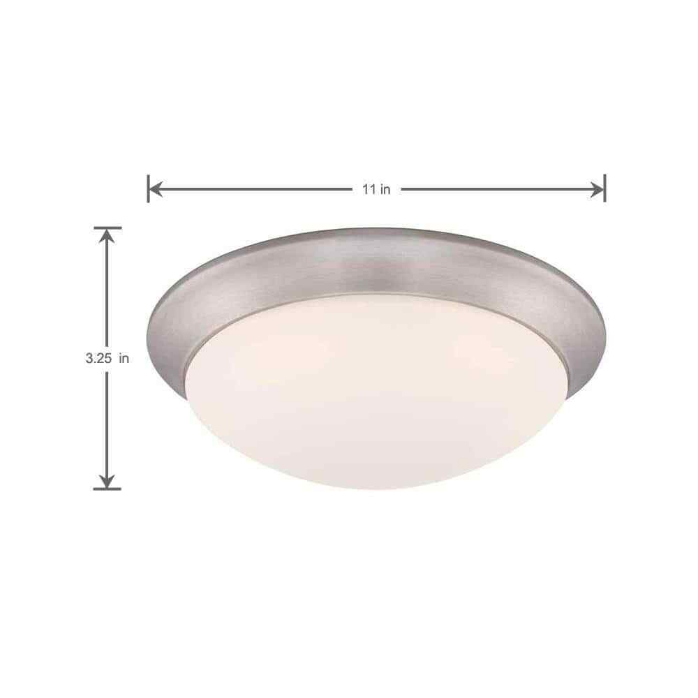 Hampton Bay Stetson 11 in. 1-Light Brushed Nickel LED Ceiling Light Flush Mount