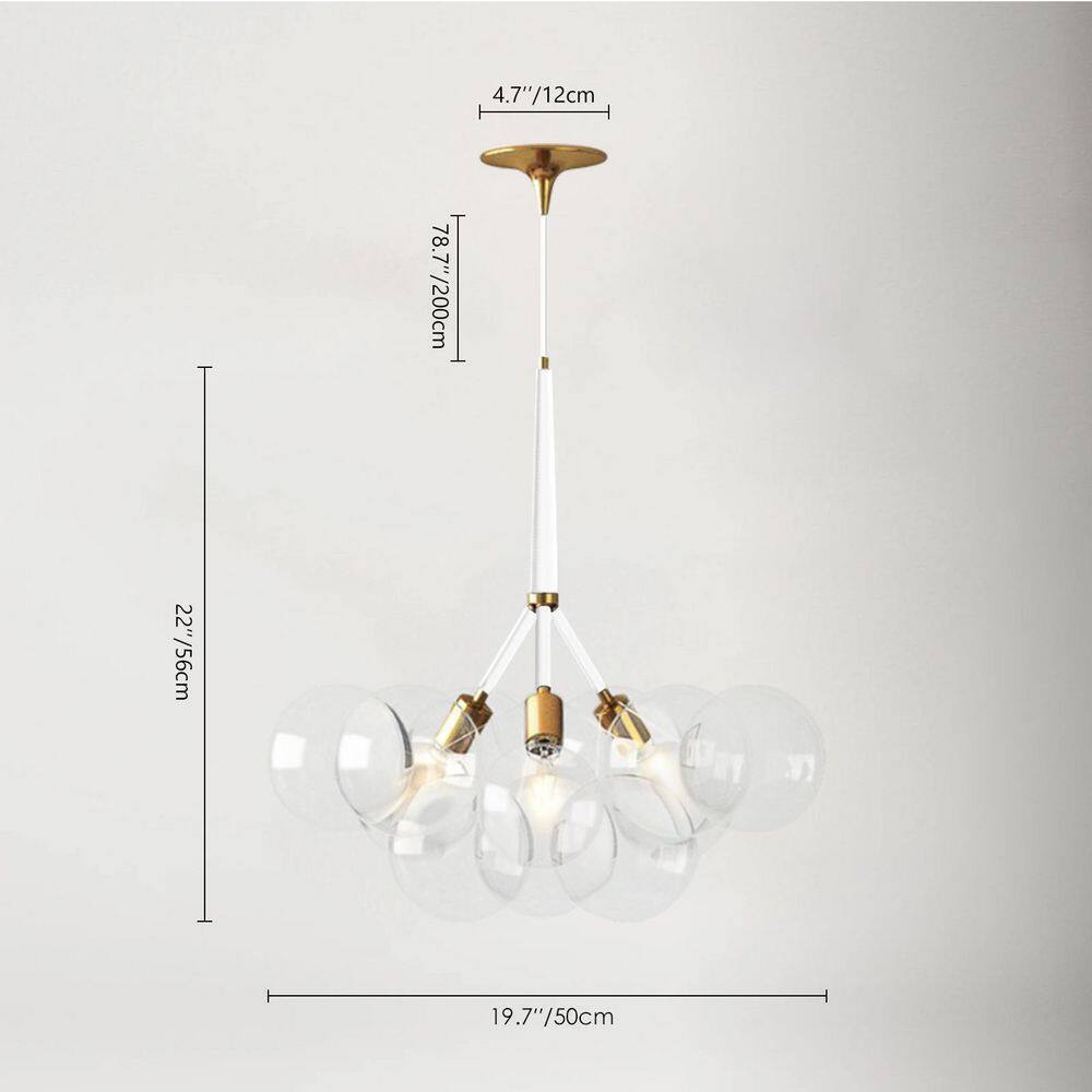 RRTYO Mateo 19.7 in. 3-light White Glam Cluster Globe Glass Bubble Chandelier