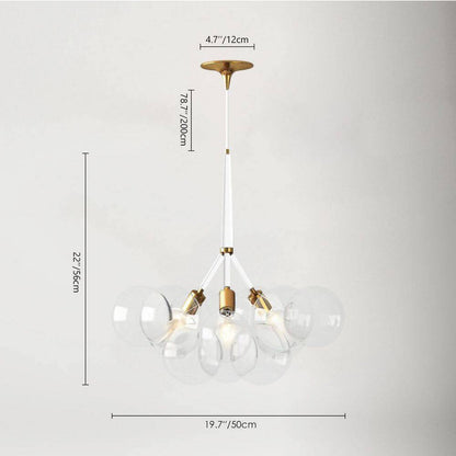 RRTYO Mateo 19.7 in. 3-light White Glam Cluster Globe Glass Bubble Chandelier