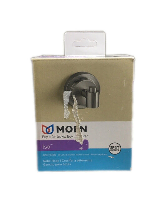MOEN ISO Single Robe Hook in Spot Resist Brushed Nickel