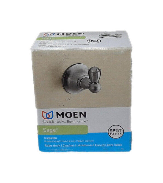 MOEN Sage Single Robe Hook in Spot Resist Brushed Nickel DN6803BN