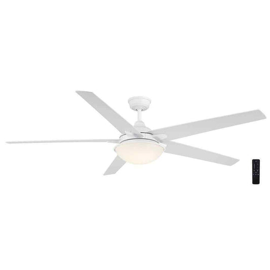 Hampton Bay Belvoy 70 in. Integrated LED Indoor Matte White Ceiling Fan w/Remote