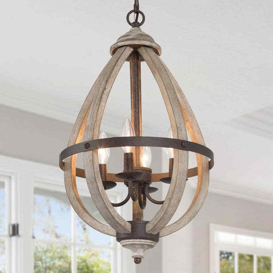 LNC 4-Light Rustic Bronze Farmhouse Globe Island Chandelier