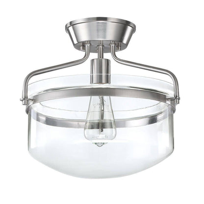 Hukoro Oro 13.4 in. 1-Light Semi Flush Mount with Brush Nickle Finish