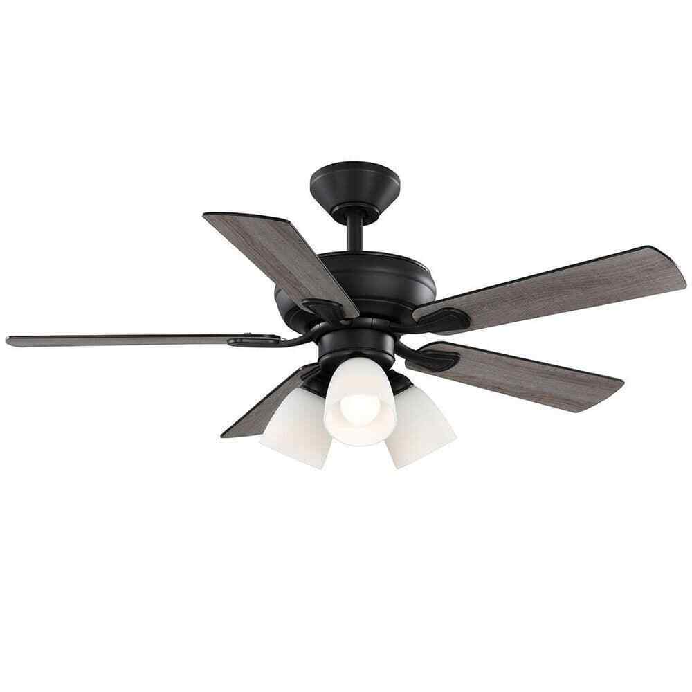 Hampton Bay Riley 44 in. Indoor LED Matte Black Downrod Ceiling Fan