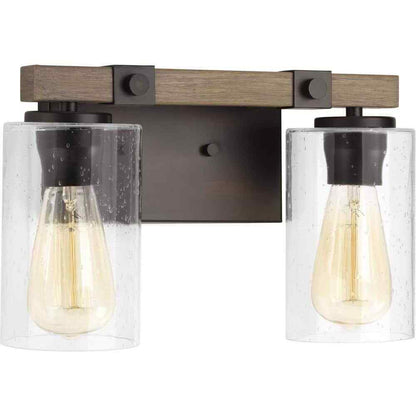 Progress Lighting 2-Light Antique Bronze Clear Seeded Glass Vanity Light