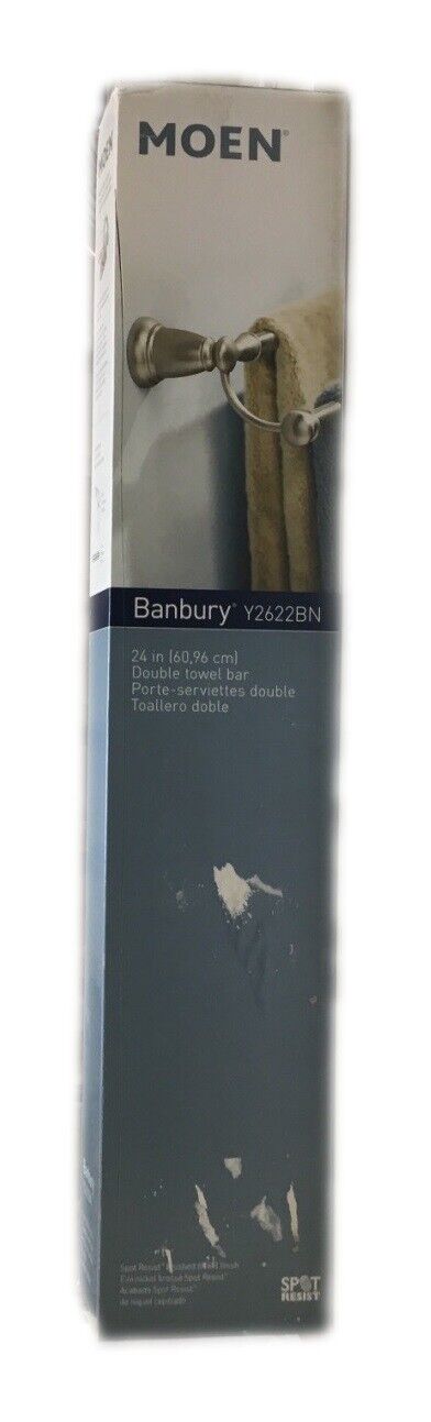 MOEN Banbury 24 in Wall Mounted Towel Bar in Spot Resist Brushed Nickel Y2622BN