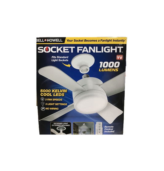 Bell + Howell 15.7 in. Indoor White Ceiling Fan with Remote LED Light Socket