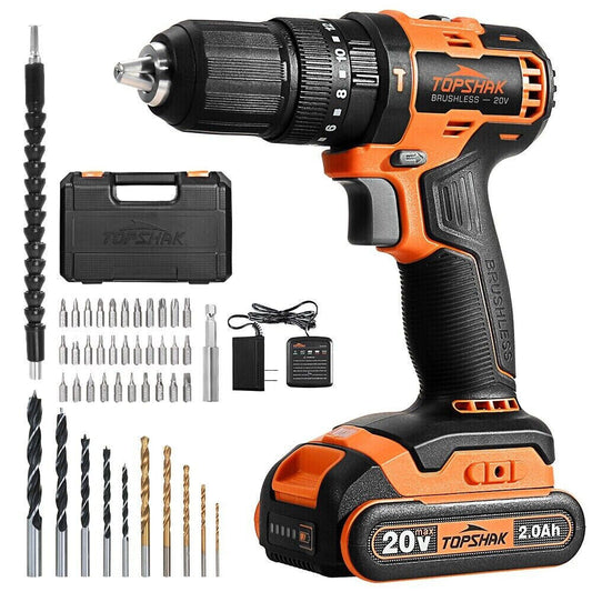 TOPSHAK TS-ED5 20V Li-Ion 1/2 in. Brushless Impact Electric Drill Variable Speed