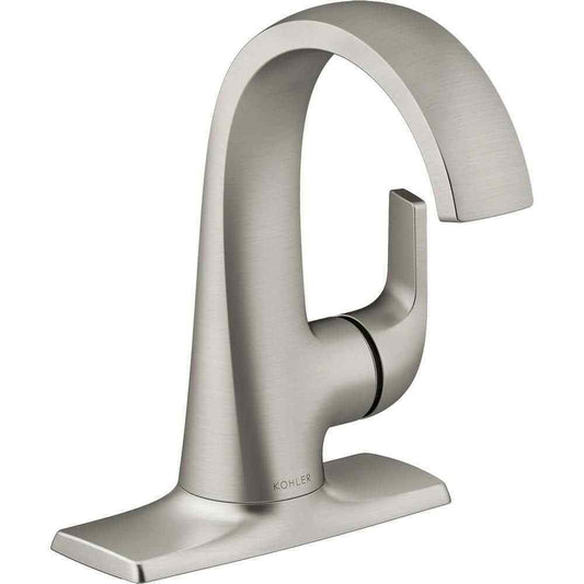 KOHLER Cursiva Single Handle Single Hole Bathroom Faucet, Vibrant Brushed Nickel