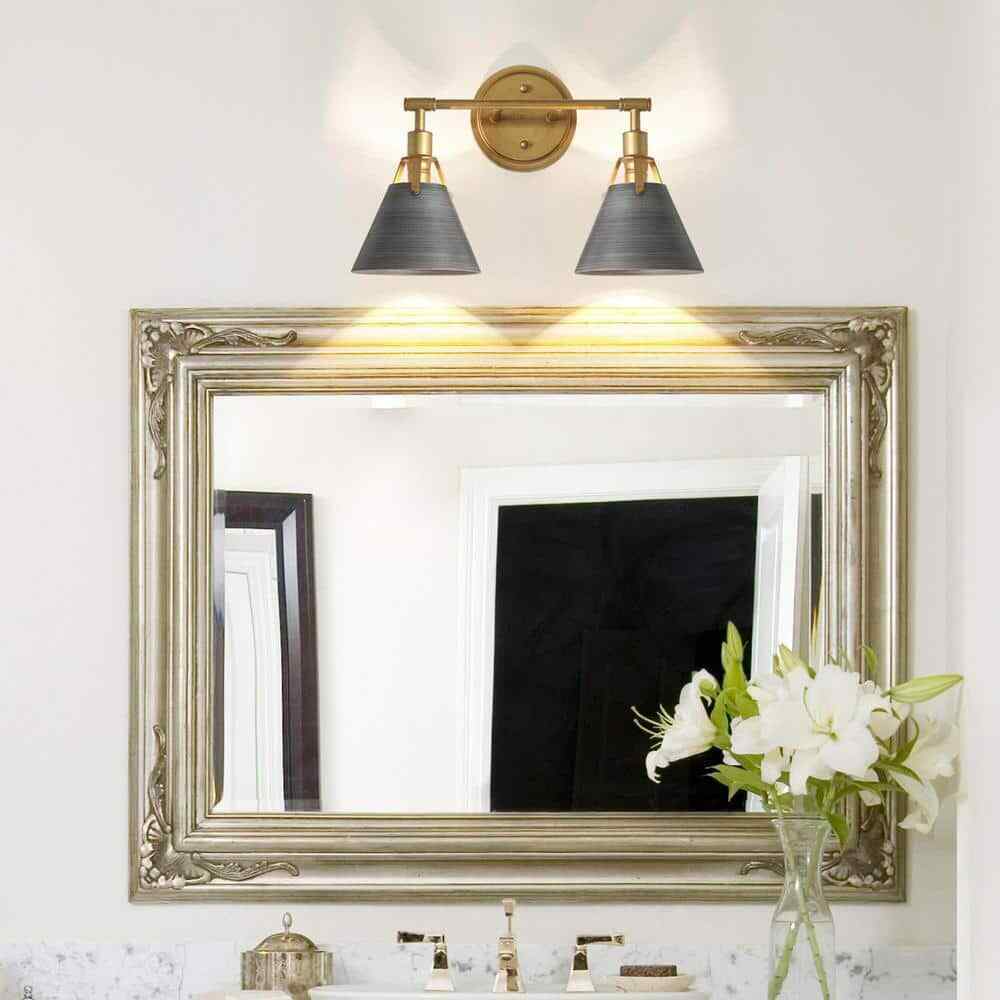 LNC Vintage Gold/Gray Modern Vanity Light with Bell/Cone Shades